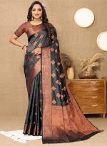 Soft Katan Silk Grey Traditional Wear Weaving Saree